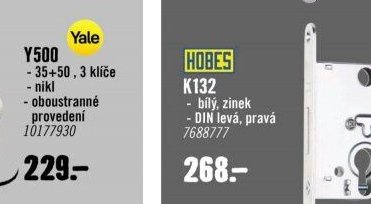 Yale Y500 35+50, 3 klíče