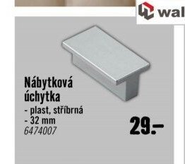 Nábytková úchytka - plast, stříbrná 32 mm