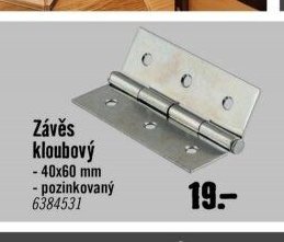Závěs kloubový 40x60mm