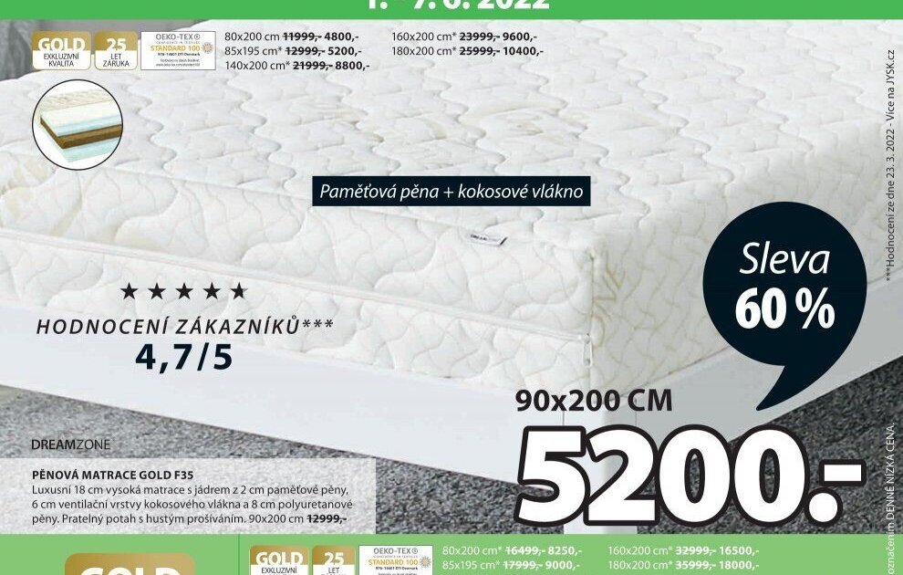 PĚNOVÁ MATRACE GOLD F35