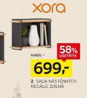2 Sada nástěnných regálů, 2dílná