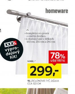 15 ZÁCLONOVÁ TYČ, DÉLKA CCA 120 CM