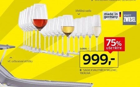 Sada kvalitních sklenic, 18dílná