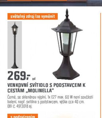 VENKOVNÍ SVÍTIDLO S PODSTAVCEM K CESTÁM „MOLINELLA“
