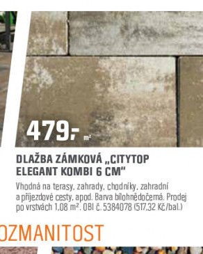 Dlažba zámková „Citytop Elegant Kombi 6 cm“