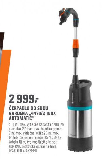 ČERPADLO DO SUDU GARDENA 4470/2 INOX AUTOMATIC