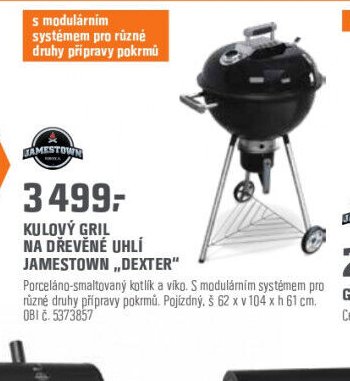 KULOVÝ GRIL NA DŘEVĚNÉ UHLÍ JAMESTOWN „DEXTER“