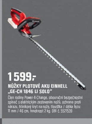 NŮŽKY PLOTOVÉ AKU EINHELL „GE-CH 1846 LI SOLO“