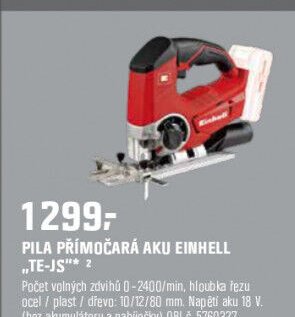 PILA PŘÍMOČARÁ AKU EINHELL „TE-JS“**2