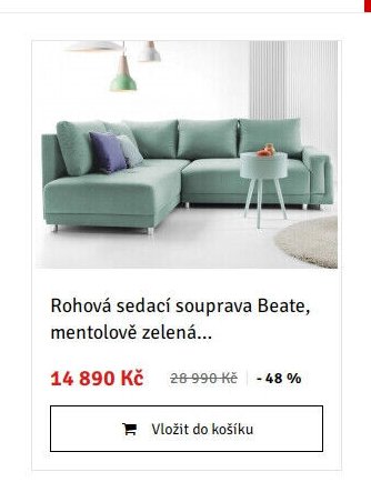 Rohová sedací souprava Beate, mentolově zelená