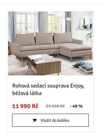 Rohová sedací souprava Enjoy, béžová látka