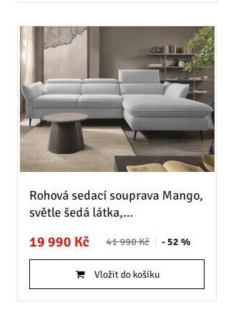 Rohová sedací souprava Mango, světle šedá látka