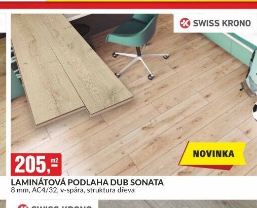 LAMINÁTOVÁ PODLAHA DUB SONATA 8 mm, AC4/32, v-spára, struktura dřeva