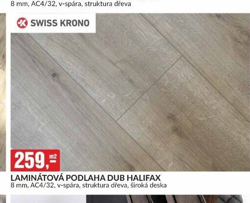 LAMINÁTOVÁ PODLAHA DUB HALIFAX 8 mm, AC4/32, v-spára, struktura dřeva, široká deska