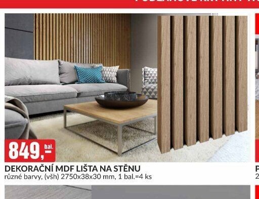 DEKORAČNÍ MDF LIŠTA NA STĚNU