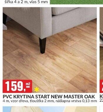PVC KRYTINA START NEW MASTER OAK 4 m, vzor dřeva, tloušťka 2 mm, nášlapná vrstva 0,13 mm