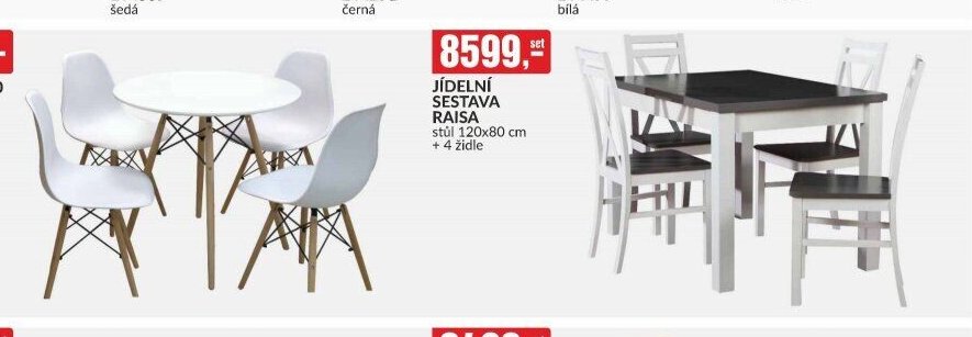 JÍDELNÍ SESTAVA RAISA stůl 120x80 cm + 4 židle