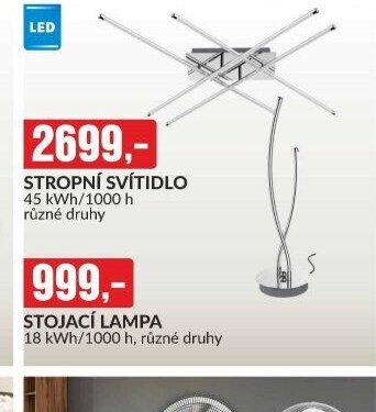STROPNÍ SVÍTIDLO 45 kWh/1000 h různé druhy