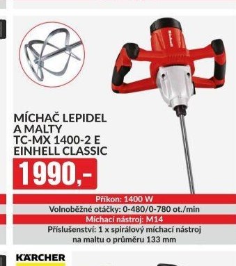 MÍCHAČ LEPIDEL A MALTY TC-MX 1400-2 E EINHELL CLASSIC