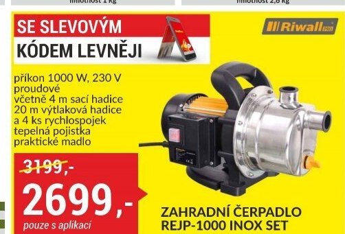 ZAHRADNÍ ČERPADLO REJP-1000 INOX SET