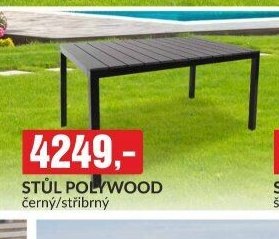 STŮL POLYWOOD černý/stříbrný