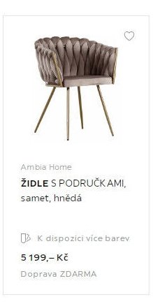 ŽIDLE S PODRUČKAMI, samet, hnědá