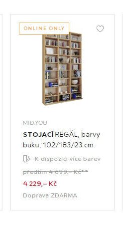 MID.YOU STOJACÍ REGÁL, barvy buku, 102/183/23 cm
