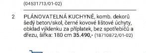 PLÁNOVATELNÁ KUCHYNĚ, komb. dekorů šedý beton/skol, černé kovové lištové úchyty, obklad výklenku za příplatek, bez spotřebičů a dřezu, šířka: 180 cm