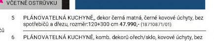 PLÁNOVATELNÁ KUCHYNĚ, dekor černá matná, černé kovové úchyty, bez spotřebičů a dřezu, rozměr: 120+300 cm