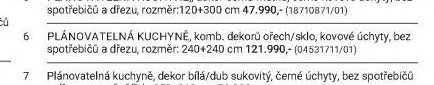 PLÁNOVATELNÁ KUCHYNĚ, komb. dekorů ořech/sklo, kovové úchyty, bez spotřebičů a dřezu, rozměr: 240+240 cm