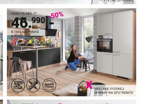 Plánovatelná kuchyně, kombinace dekorů matná černá/matná bílá