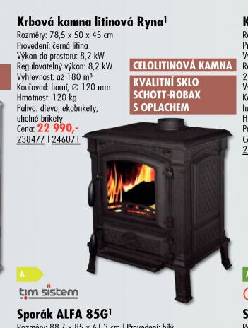 Krbová kamna litinová Ryna