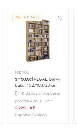 MID.YOU STOJACÍ REGÁL, barvy buku, 102/183/23 cm