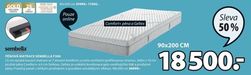 SEMBELLA PĚNOVÁ MATRACE SEMBELLA F300
