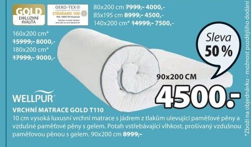 Vrchní matrace GOLD T110