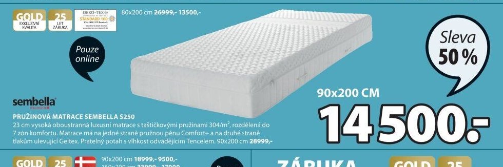 sembella PRUŽINOVÁ MATRACE SEMBELLA S250