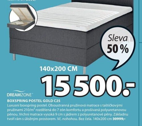 DREAMZONE BOXSPRING POSTEL GOLD C25