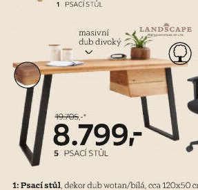 5 Psací stůl, masivní dub divoký