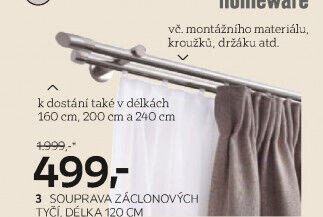 Souprava záclonových tyčí, délka 120 cm