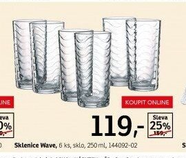 Sklenice Wave, 6 ks, sklo, 250 ml
