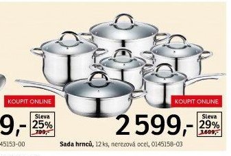 Sada hrnců, 12 ks, nerezová ocel