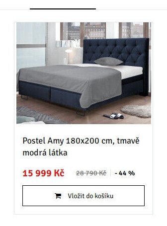 Postel Amy 180x200 cm, tmavě modrá látka