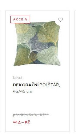 Novel DEKORAČNÍ POLŠTÁŘ, 45/45 cm