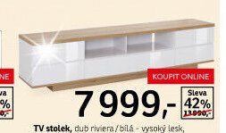 TV stolek, dub riviera / bílá