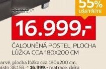 Čalouněná postel, plocha lůžka cca 180x200 cm
