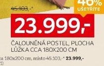 Čalouněná postel, plocha lůžka cca 180x200 cm