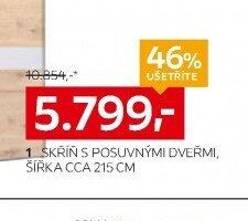 1. SKŘÍŇ S POSUVNÝMI DVEŘMI, ŠÍŘKA CCA 215 CM