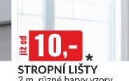 STROPNÍ LIŠTY 2 m, různé barvy, vzory