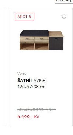 Voleo ŠATNÍ LAVICE, 126/47/38 cm