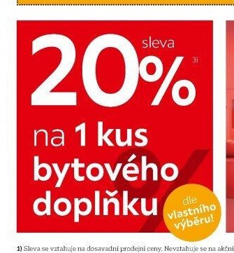 Sleva 20% na 1 kus bytového doplňku